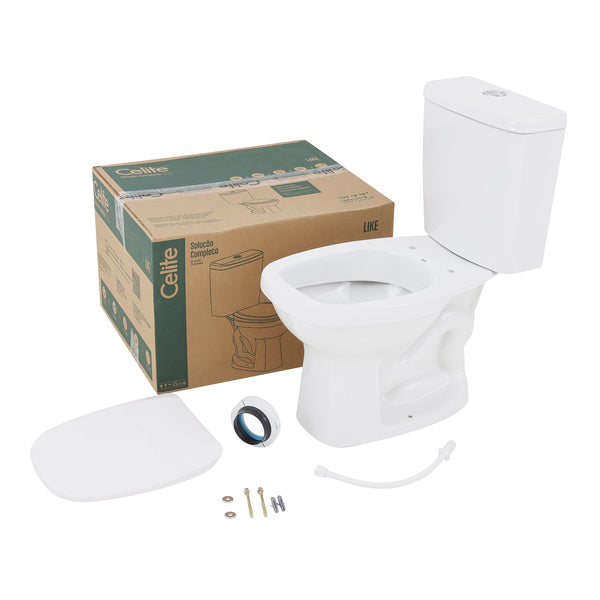 Kit Bacia Com Caixa Acoplada Like Branco Com Acessorioa - Celite