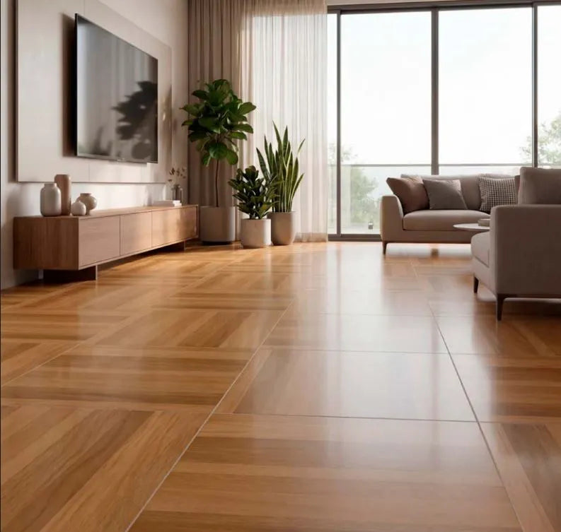 Piso 60X60 Parquet Marsala Brilhante DR 60006 - Embramaco