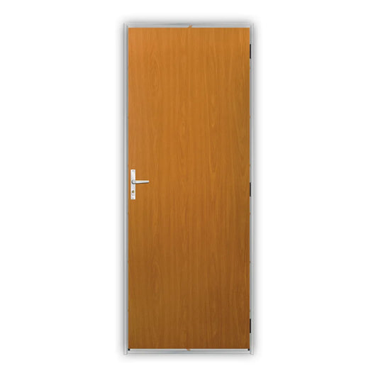 Porta com Marco de Aluminio Lisa Mogno Esquerda 212x65cm - Mgm