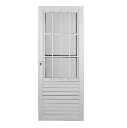 Porta Aluminio Postigo Veneziana com 3 vidros 210X80 Direita 9939- Mugitec