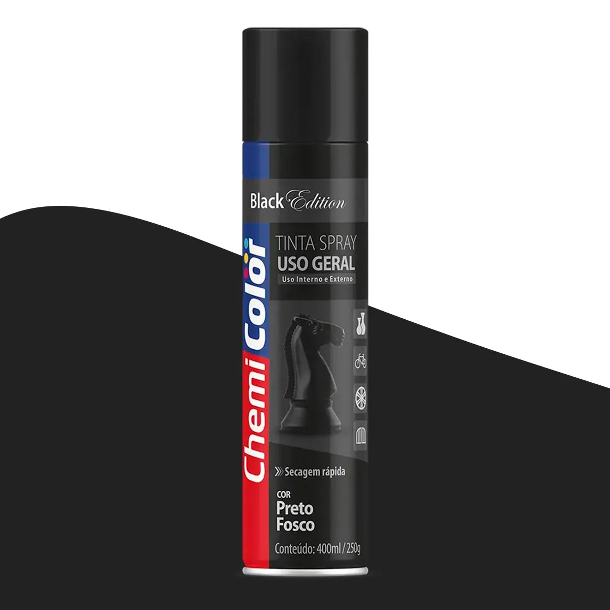 TINTA SPRAY PRETO FOSCO  - CHEMICOLOR