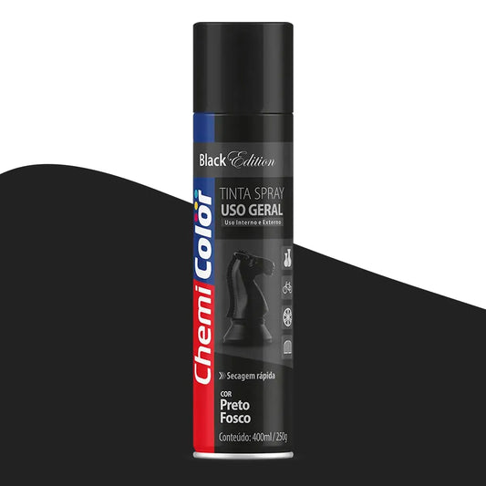 TINTA SPRAY PRETO FOSCO  - CHEMICOLOR