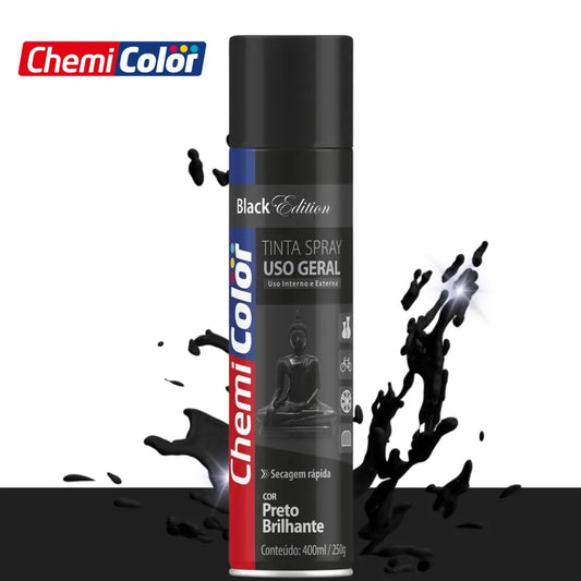 TINTA SPRAY PRETO BRILHANTE - CHEMICOLOR