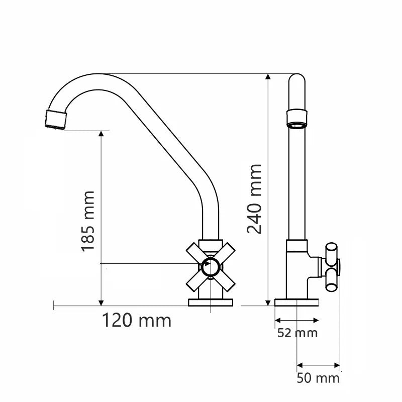 Torneira Para Cozinha Bancada 1/4V 3/4 Bica e Volante Metal C-72 - Aplic